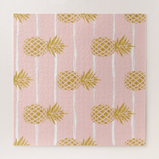 Puzzle Ananas en or, Arrière - plan d'été rayé. (Horizontal)