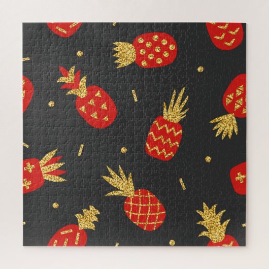 Puzzle Ananas rouge, parties scintillant, arrière - plan (Vertical)