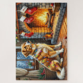 Puzzle Anatolian Shepherd Fireplace with Christmas Lights (Vertical)
