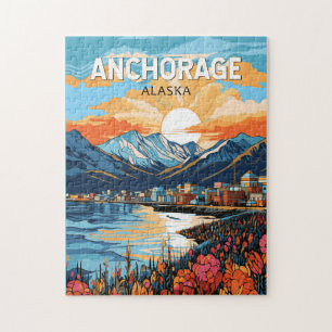Puzzle Anchorage Alaska Travel Art Vintage