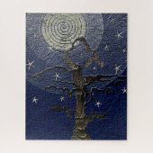 Puzzle Ancien arbre filaire Lune et étoiles Abstrait (Vertical)