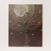 Puzzle Ancien arbre filaire Lune et étoiles Abstrait B (Vertical)