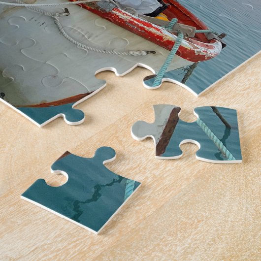 Puzzle Ancien bateau de pêche drapeau grec Zakynthos Grèc (Côté)