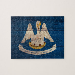 Puzzle Ancien drapeau de la Louisiane en bois ;