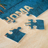 Puzzle Ancien drapeau en bois de l'Oklahoma ; (Côté)