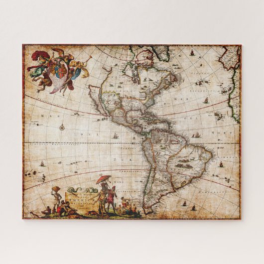 Puzzle Ancienne carte du continent américain (Horizontal)