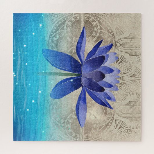 Puzzle Ancienne Egypte Stylisée Magic Blue Lotus Flower P (Horizontal)