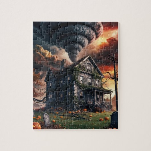 Puzzle Ancienne maison d'Halloween & tornade (Vertical)