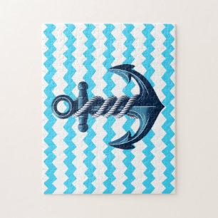Puzzle Ancrage bleu avec vagues bleues