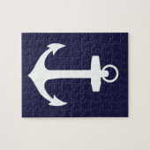 Puzzle Ancre blanche sur l'arrière - plan de bleu marine (Horizontal)