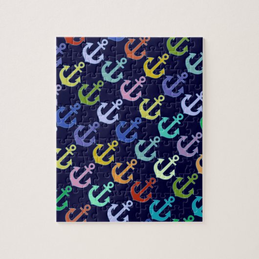 Puzzle ancre colorée design marine motif (Vertical)
