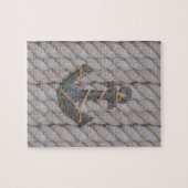 Puzzle ancre nautique de corde côtière grise de plage (Horizontal)