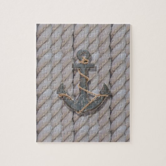 Puzzle ancre nautique de corde côtière grise de plage (Vertical)