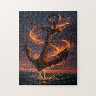 Puzzle Ancre Rustique Ardente – Art Mural Fantastique Nau