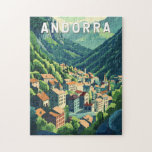 Puzzle Andorre Travel Art Vintage<br><div class="desc">Design d'art vectoriel Andorre. Andorre est une petite principauté indépendante située entre la France et l'Espagne dans les Pyrénées.</div>