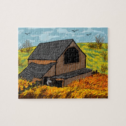 Puzzle âne dans la grange (Horizontal)