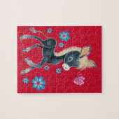 Puzzle Âne Girly de bébé avec des fleurs (Horizontal)