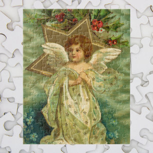 Puzzle Ange de Noël victorien avec étoile dorée vintage