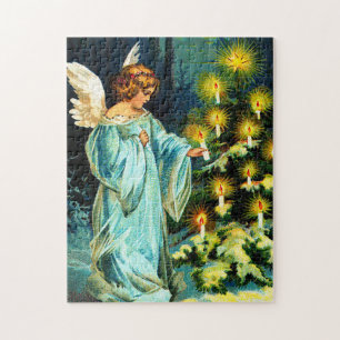 Puzzle Ange décorant l'arbre de Noël