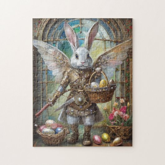 Puzzle ange guerrier lapin de Pâques steampunk (Vertical)