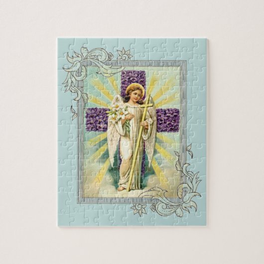 Puzzle Ange vintage avec la croix pourpre (Vertical)