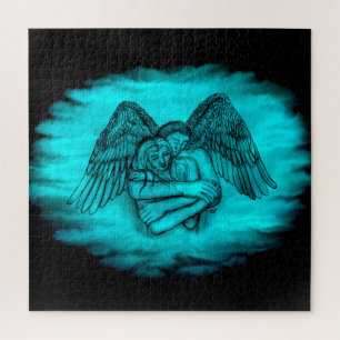 Puzzle Angel Eros en amour, design noir et vert