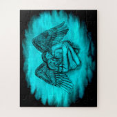 Puzzle Angel Eros en amour, design noir et vert (Vertical)
