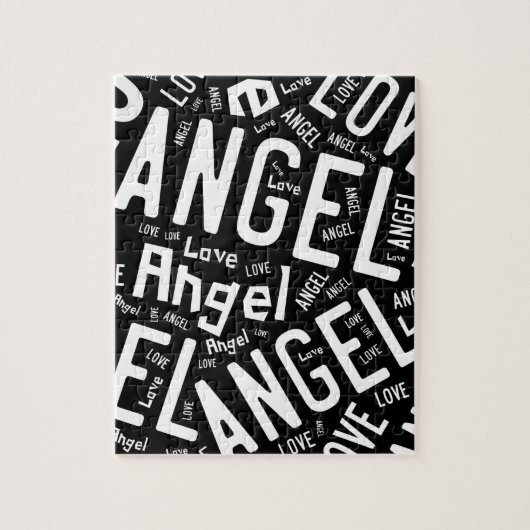 Puzzle Angel Love Dove, Blanc sur Noir (Vertical)