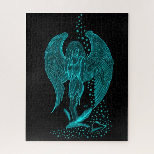 Puzzle Angel perdu en amour, noir et vert Design (Vertical)
