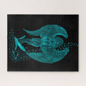 Puzzle Angel perdu en amour, noir et vert Design (Horizontal)