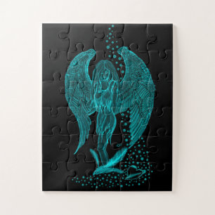 Puzzle Angel perdu en amour, noir et vert Design