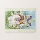 Puzzle Anges Mignons Avec Croix Et Fleurs (Horizontal)