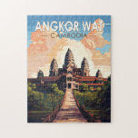 Puzzle Angkor Vat Cambodge Travel Art Vintage<br><div class="desc">Image vectorielle Angkor Vat. Angkor Wat est un complexe de temples au Cambodge qui est considéré comme la plus grande structure religieuse au monde par Guinness World Records. Il est situé dans l'ancienne capitale khmère d'Angkor,  dans le nord du Cambodge.</div>