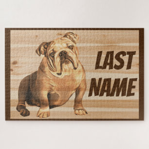 Puzzle anglais Bulldog Chien bois rustique