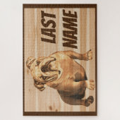 Puzzle anglais Bulldog Chien bois rustique (Vertical)