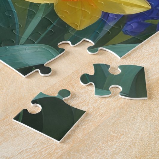 Puzzle Anglais Setter Chien Fleurs de printemps Peinture (Côté)