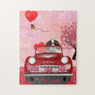 Puzzle Anglais Springer Spaniel Car Hearts Valentine's