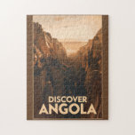 Puzzle Angola Lubango Travel Art Vintage<br><div class="desc">Angola modèle de déplacement vectoriel rétro. L'Angola,  un joyau caché en Afrique australe,  offre des paysages à couper le souffle,  de la capitale animée de Luanda aux plages préservées et aux parcs nationaux époustouflants.</div>