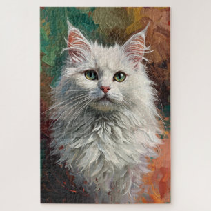 Puzzle Angora Artistique Chat Portrait Vibrant Peinture à