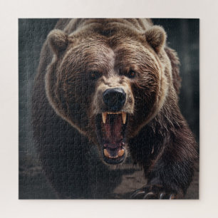 Puzzle Angry Grizzly Oear Faune Portrait animal