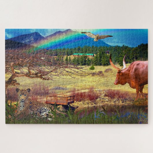 Puzzle Animal de trou d'eau paisible Leopard (Horizontal)