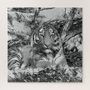 Puzzle AnimalArtBW_Tiger_001
