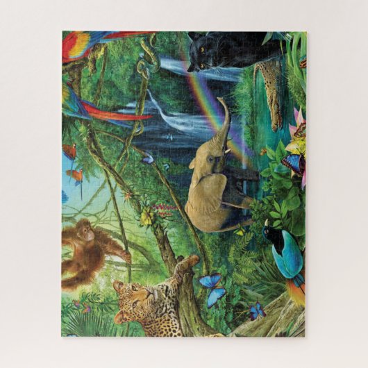 Puzzle Animals living together throw pillow (Vertical)