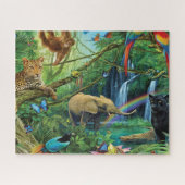 Puzzle Animals living together throw pillow (Horizontal)