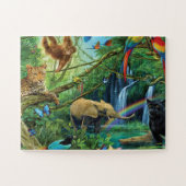 Puzzle Animals living together throw pillow (Horizontal)