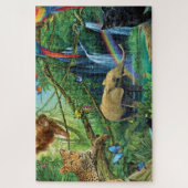 Puzzle Animals living together throw pillow (Vertical)