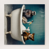 Puzzle Animaux amusants dans la salle de bain (Horizontal)
