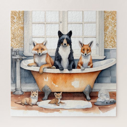 Puzzle Animaux amusants dans le bain (Vertical)