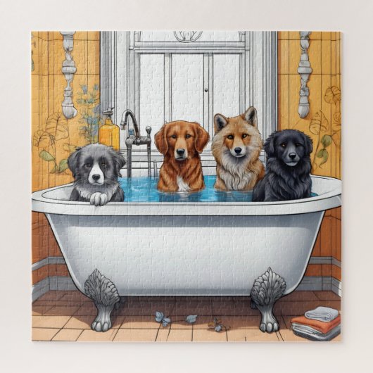 Puzzle Animaux amusants dans le bain (Vertical)