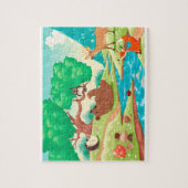 Puzzle Animaux dans le bois. Paysage de bande dessinée (Vertical)